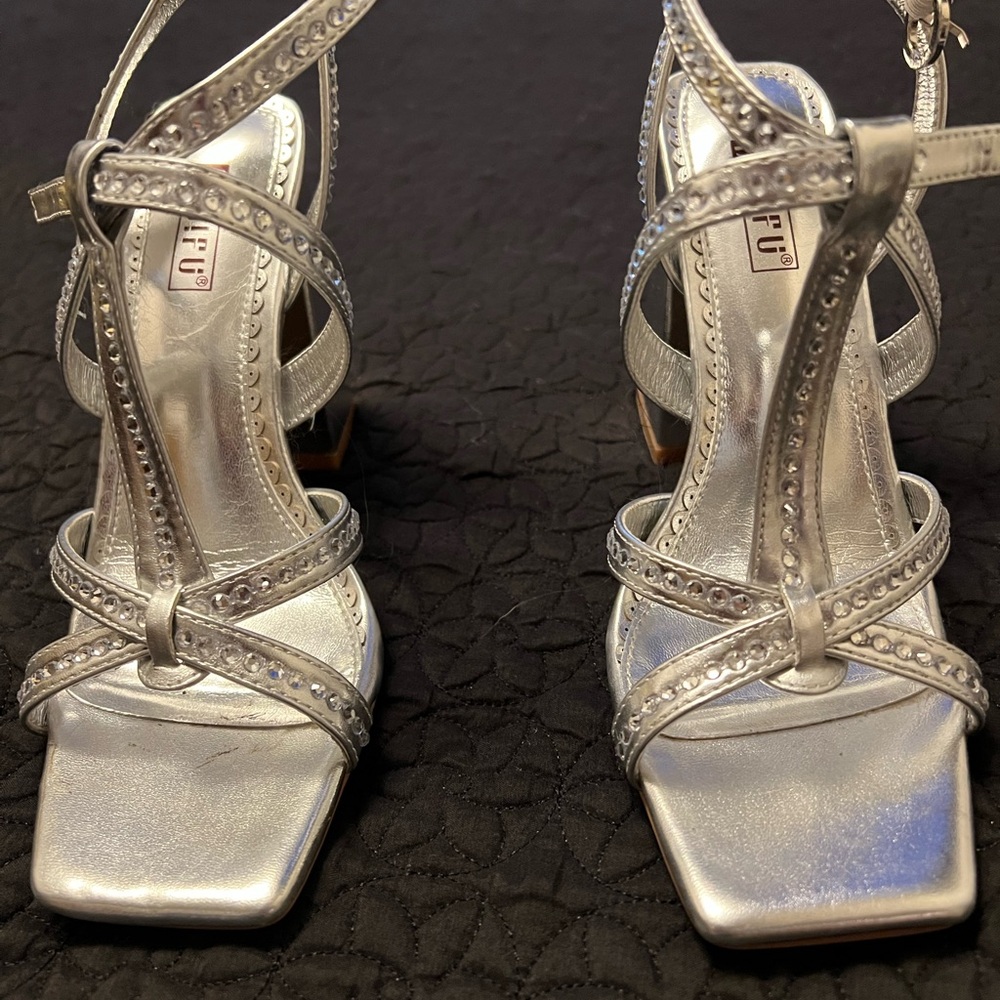 Silver Strappy Heels